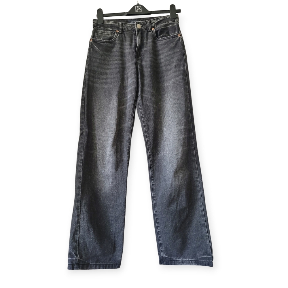 Refuge Loose Fit Straight Jeans Charcoal Black Distressed Wash Size 00